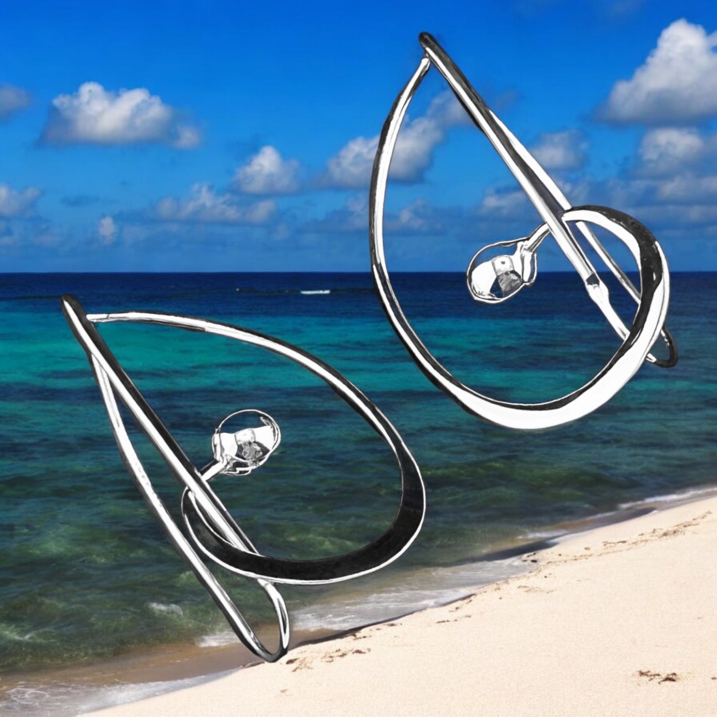 Sterling Silver .925 INTEGRATED Earrings 25mmx48mm