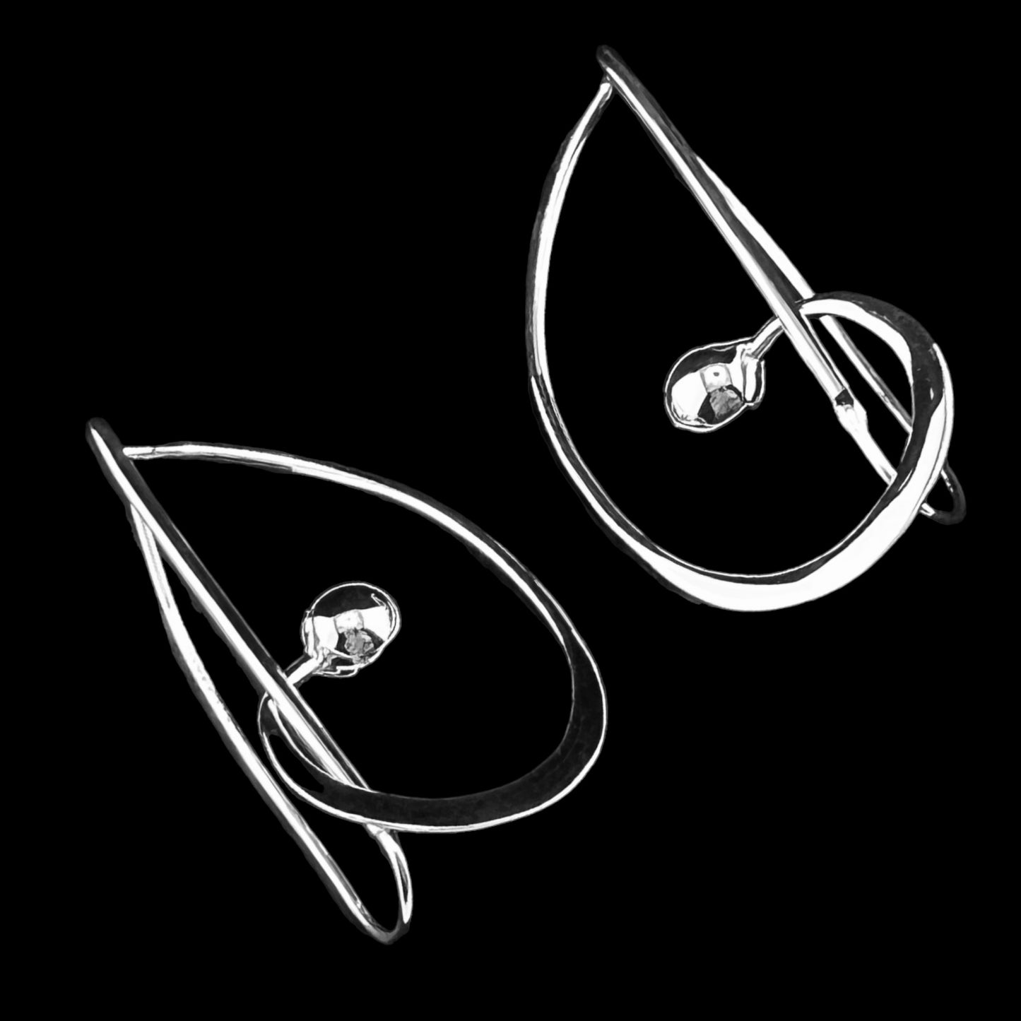 Sterling Silver .925 INTEGRATED Earrings 25mmx48mm
