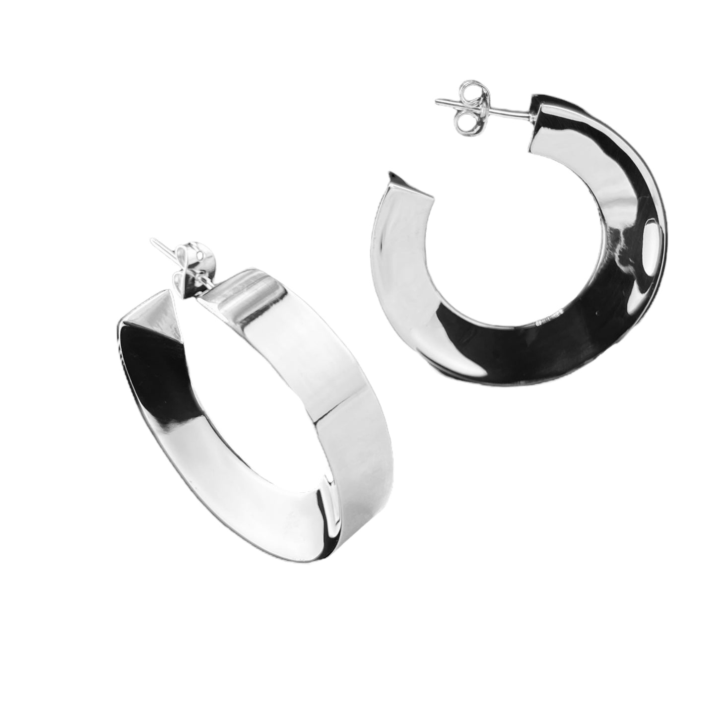Sterling Silver .925 HOOP POST Earrings 35mmx8mm