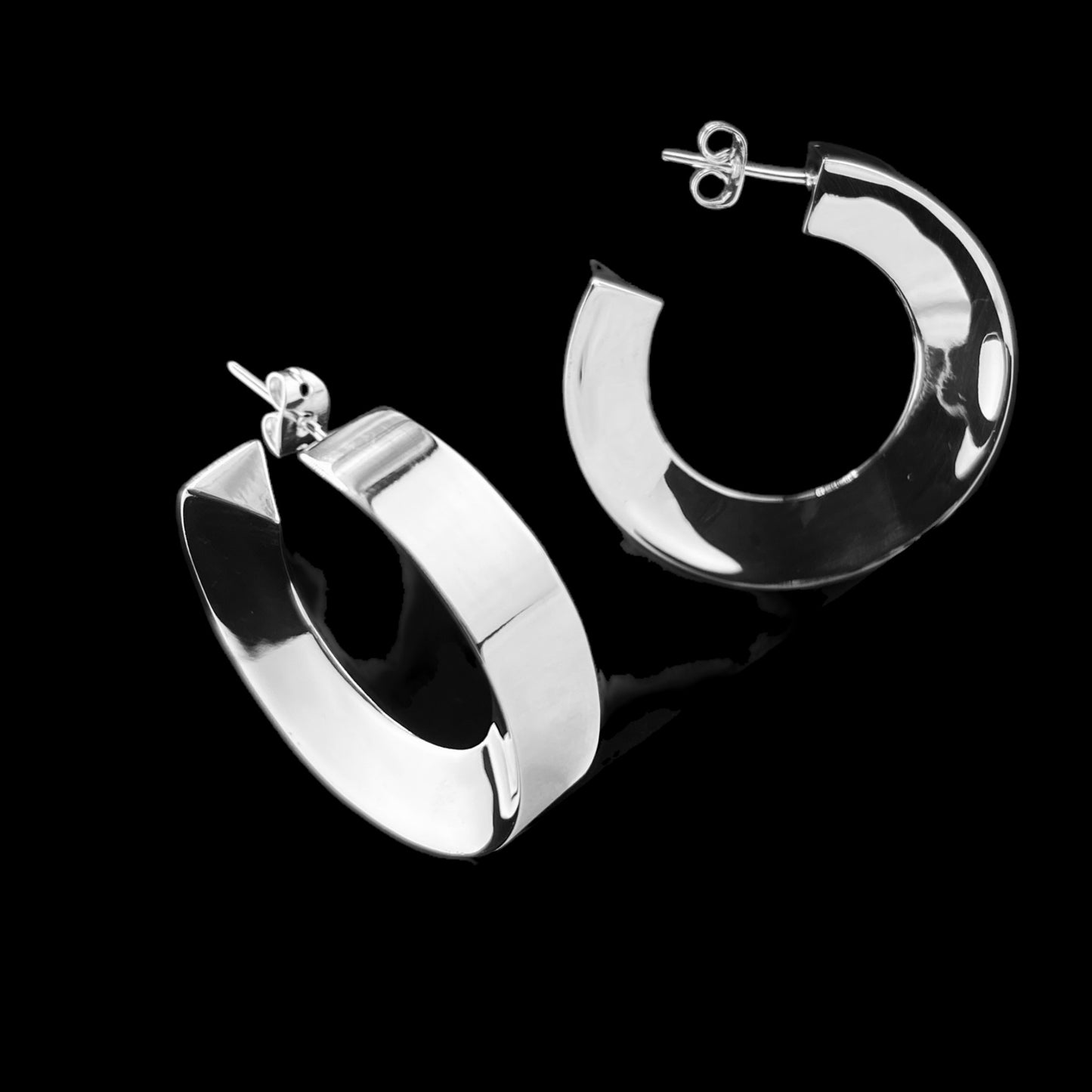 Sterling Silver .925 HOOP POST Earrings 35mmx8mm
