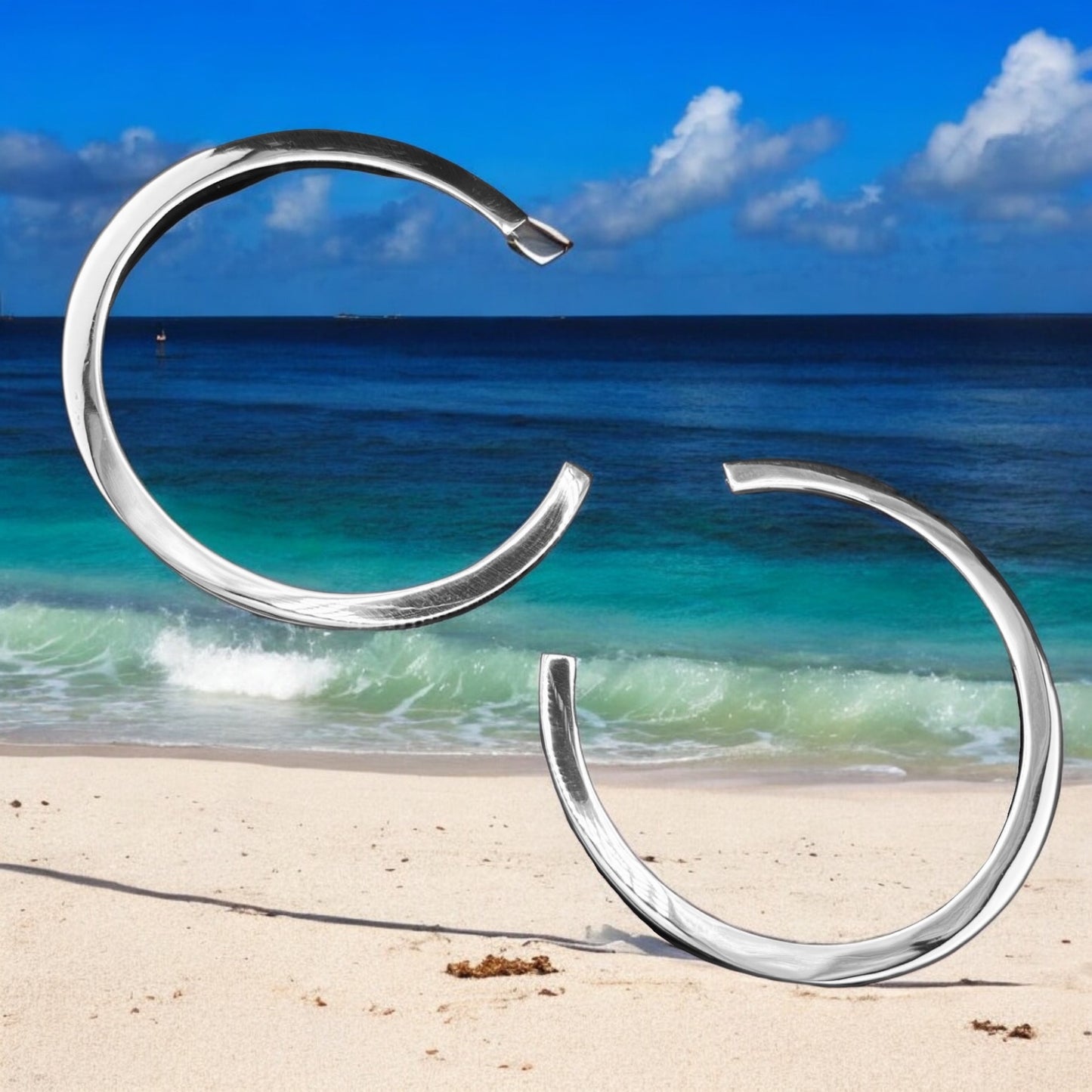 Sterling Silver .925 HOOP POST Earrings 72mm Box hoop Smooth finish