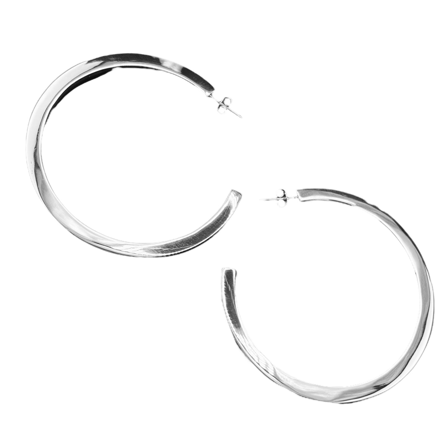 Sterling Silver .925 HOOP POST Earrings 72mm Box hoop Smooth finish