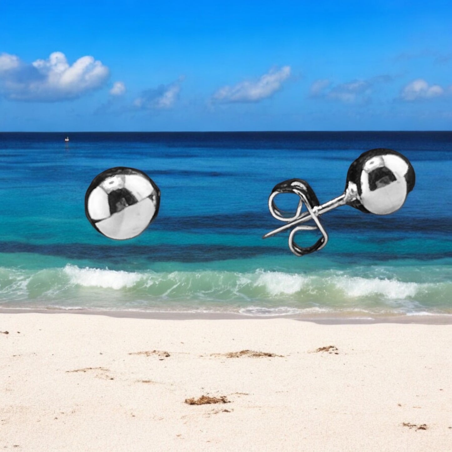 Sterling Silver .925 POST Earrings 5mm smooth Ball