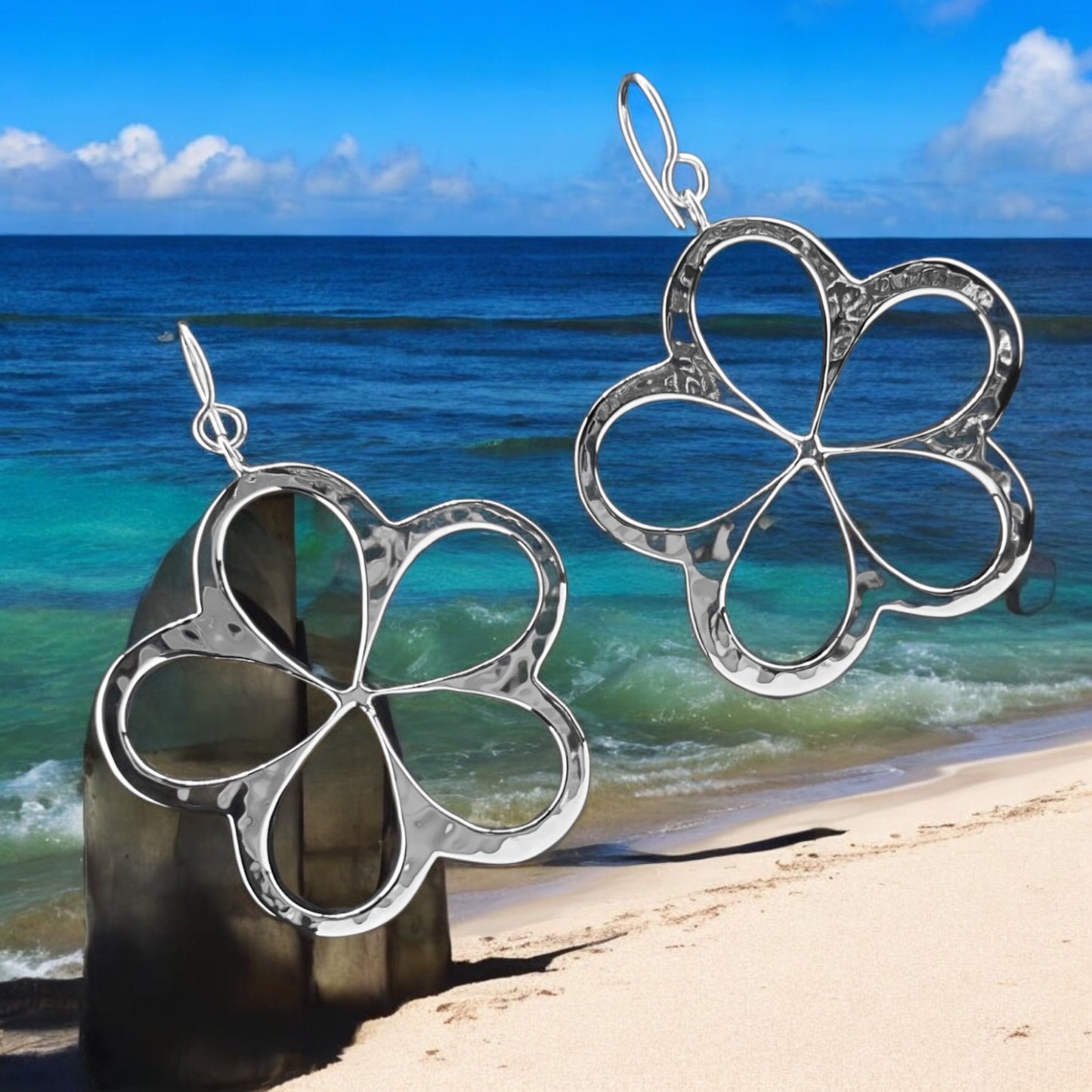 Sterling Silver .925 HOOK Earrings 40mm Daisy Flower
