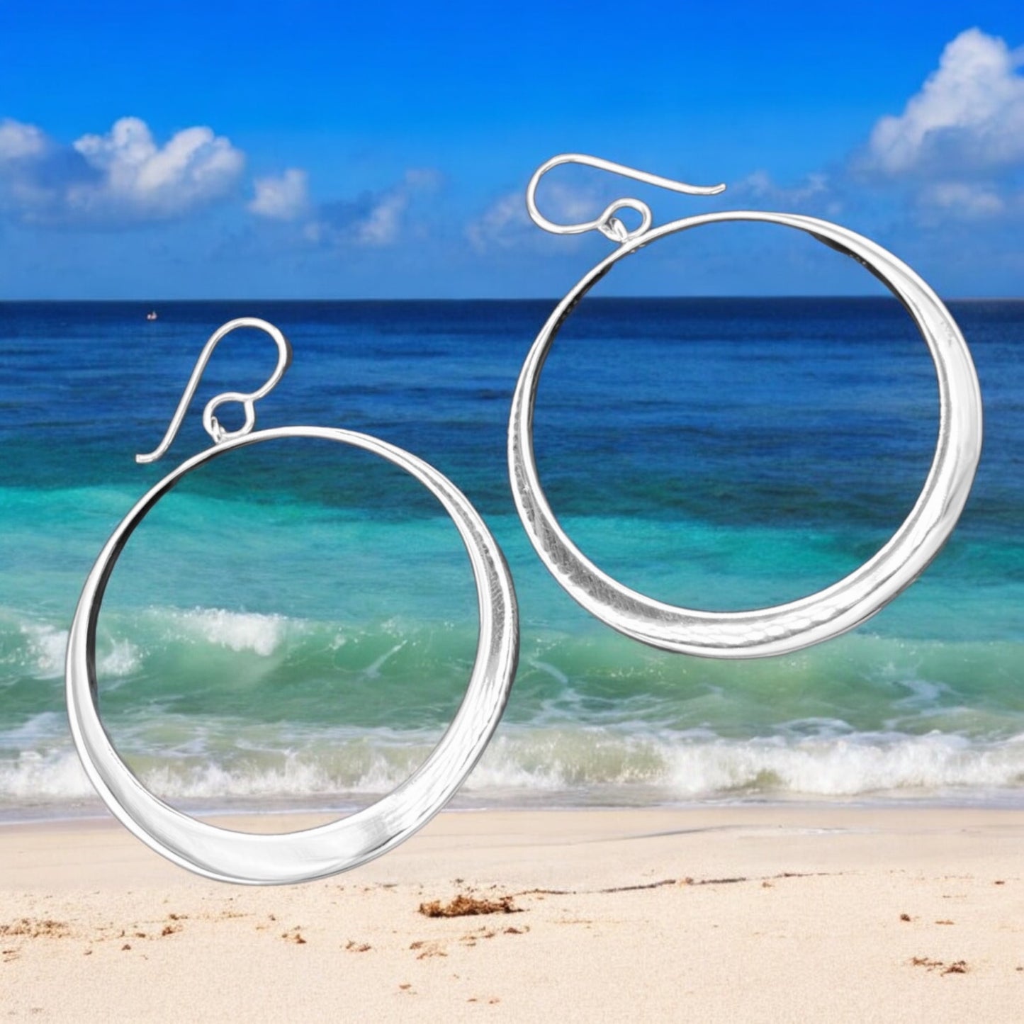 Sterling Silver .925 HOOP HOOK Earrings 42mm
