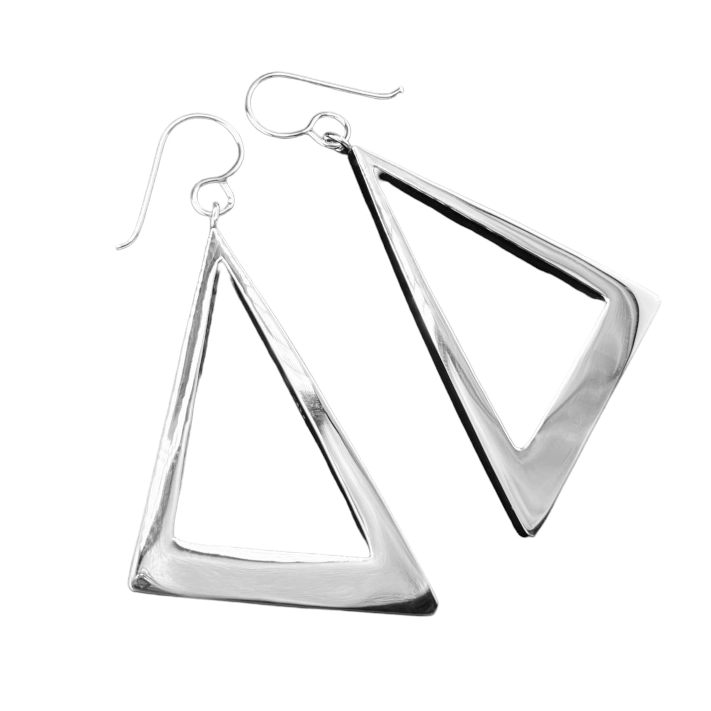 Sterling Silver .925 HOOK Earrings Trangular Box
