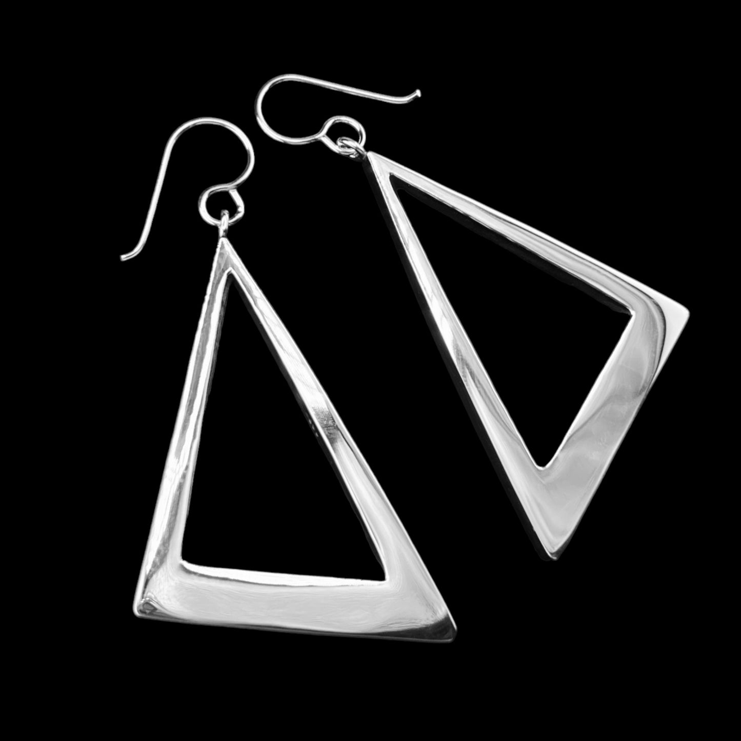 Sterling Silver .925 HOOK Earrings Trangular Box