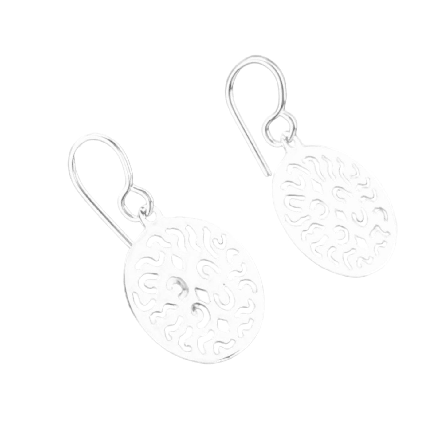 Sterling Silver .925 HOOK Earrings 17mm Perforated pattern