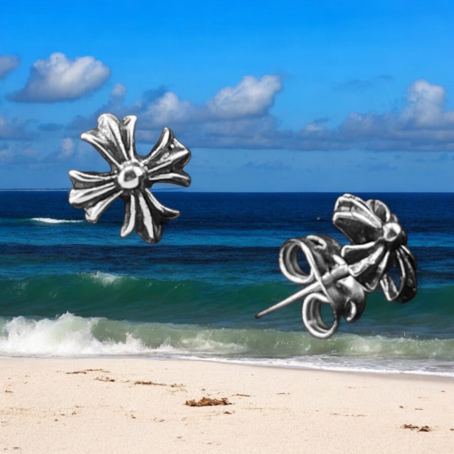 Sterling Silver .925 POST Earrings Celtic Cross 5mm