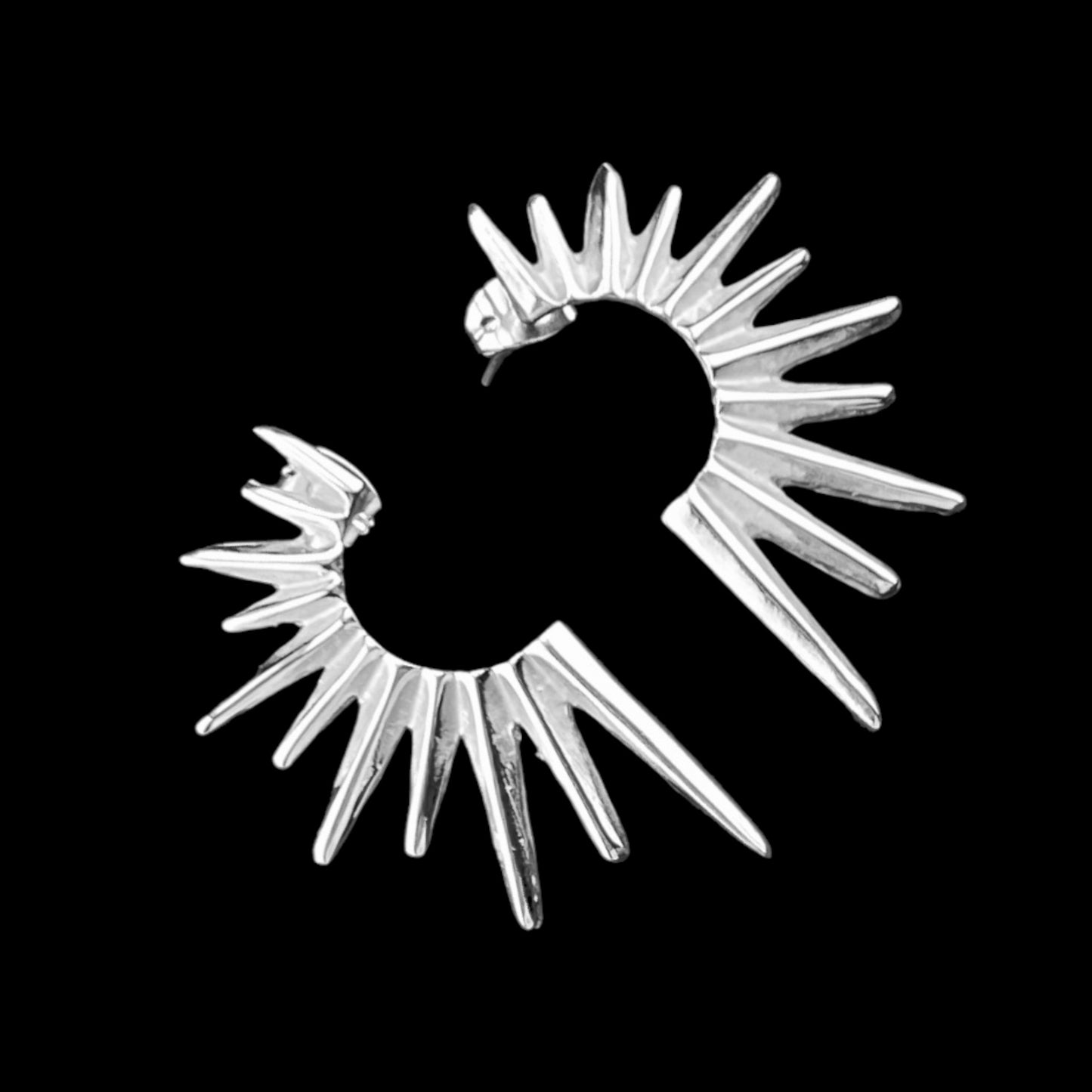 Sterling Silver .925 POST Earrings 20mmx37mm sun rays