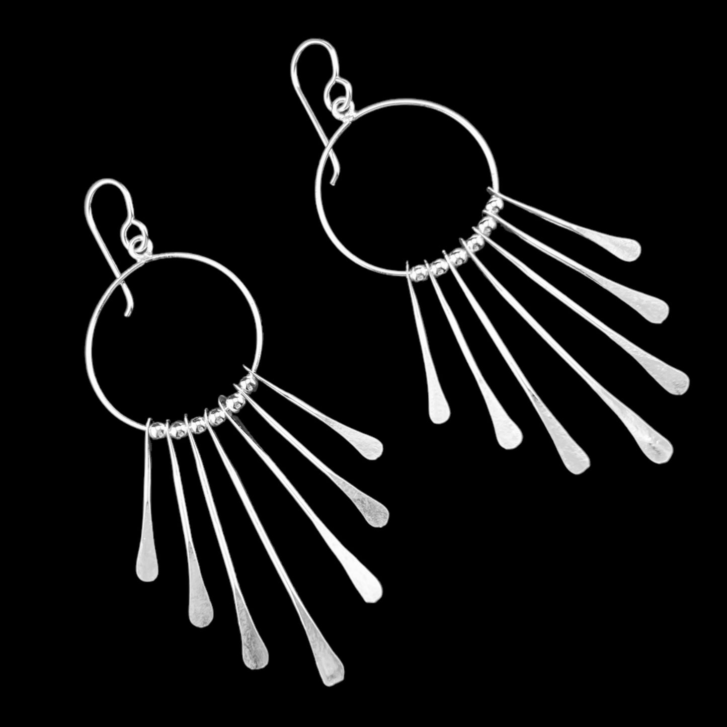 Sterling Silver .925 HOOK Earrings 40mmx70mm Circle Wire with Paddles