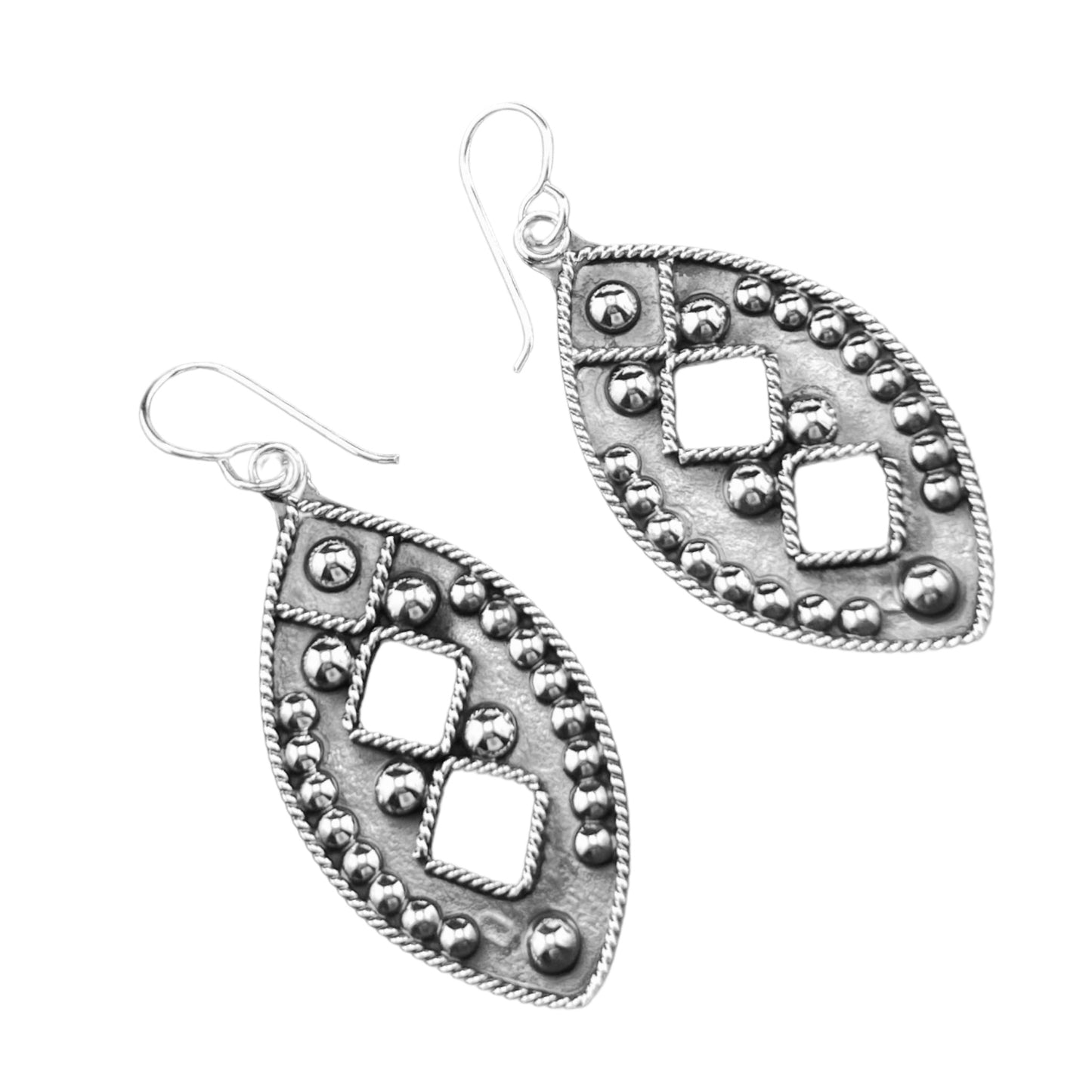 Sterling Silver .925 HOOK Earrings 22mmx45mm Tribal