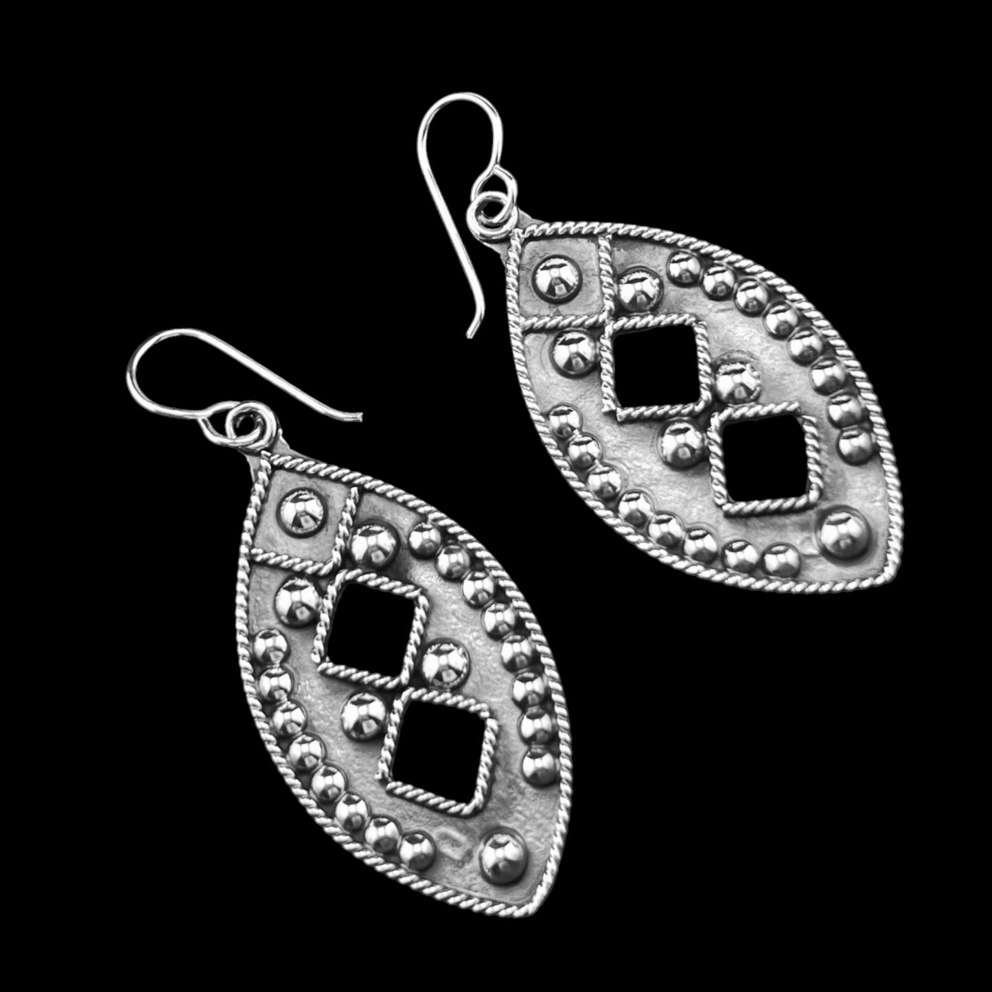 Sterling Silver .925 HOOK Earrings 22mmx45mm Tribal