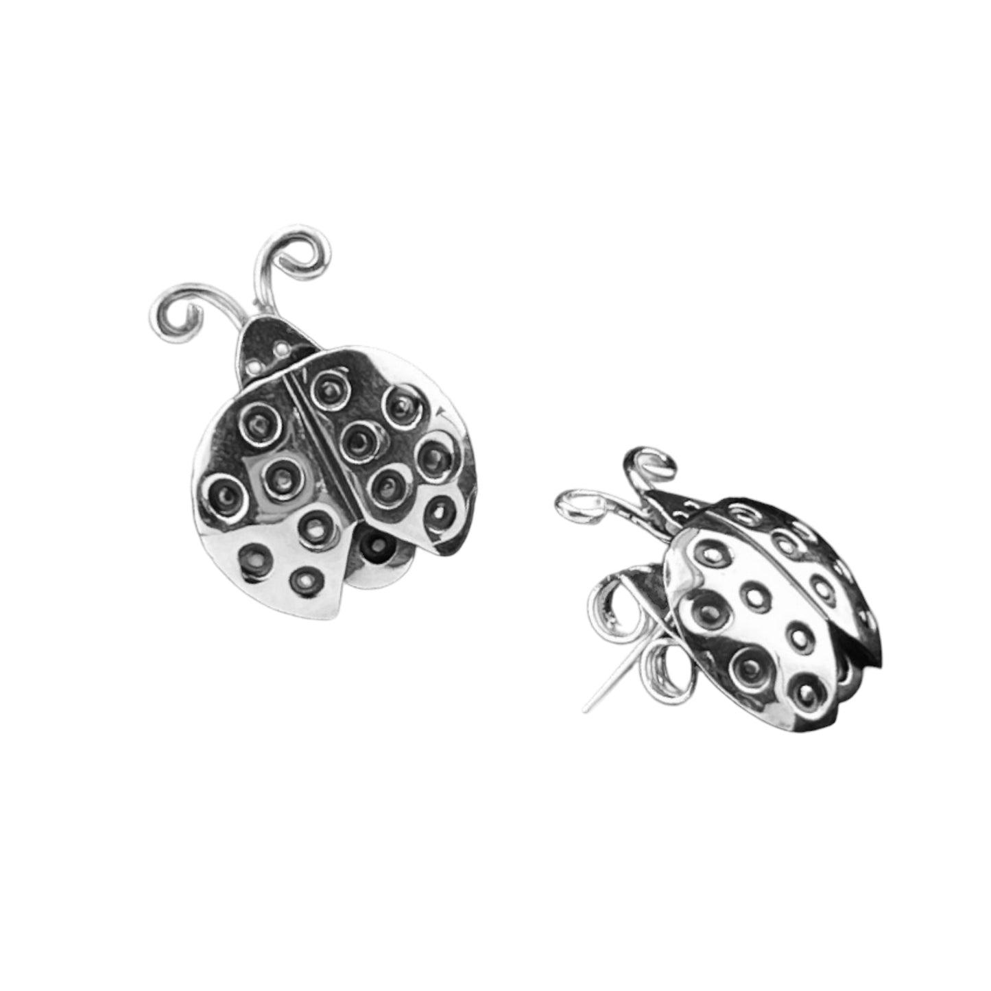 Sterling Silver .925 POST Earrings 12mmx16mm Ladybug Insect