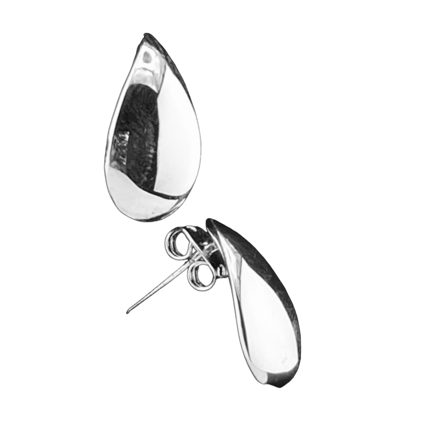 Sterling Silver .925 POST Earrings 9mmx18mm Teardrop