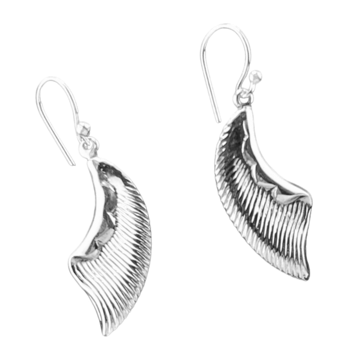 Sterling Silver .925 HOOK Earrings 11mmx24mm Wings