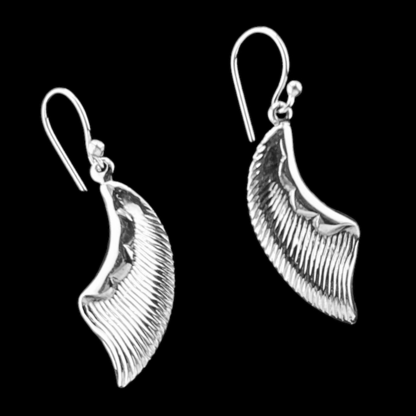 Sterling Silver .925 HOOK Earrings 11mmx24mm Wings