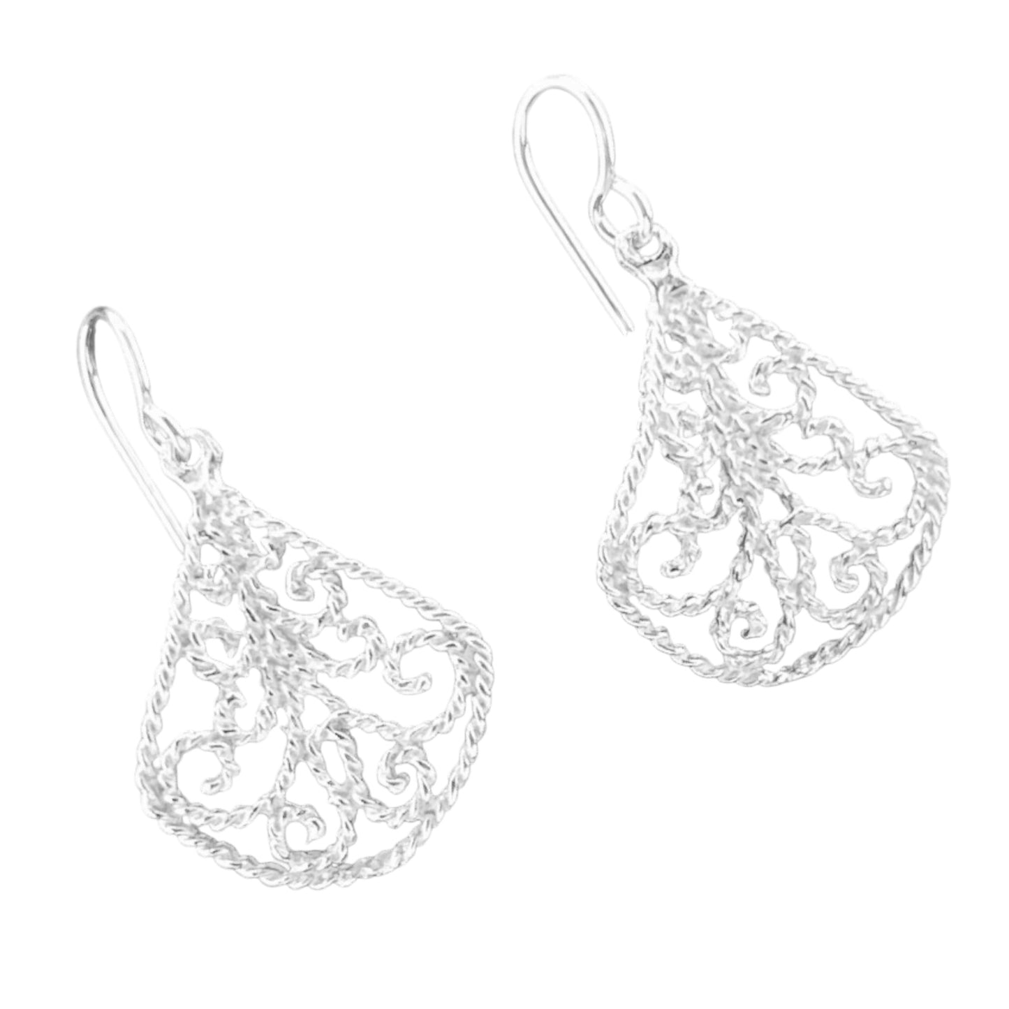 Sterling Silver .925 HOOK Earrings Filigree
