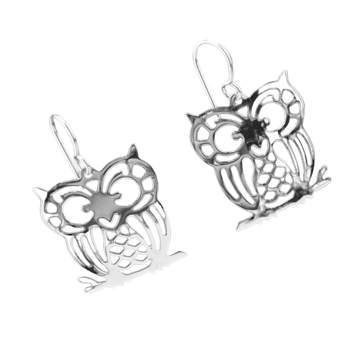 Sterling Silver .925 HOOK Earrings 23mmx23mm Boo Owl