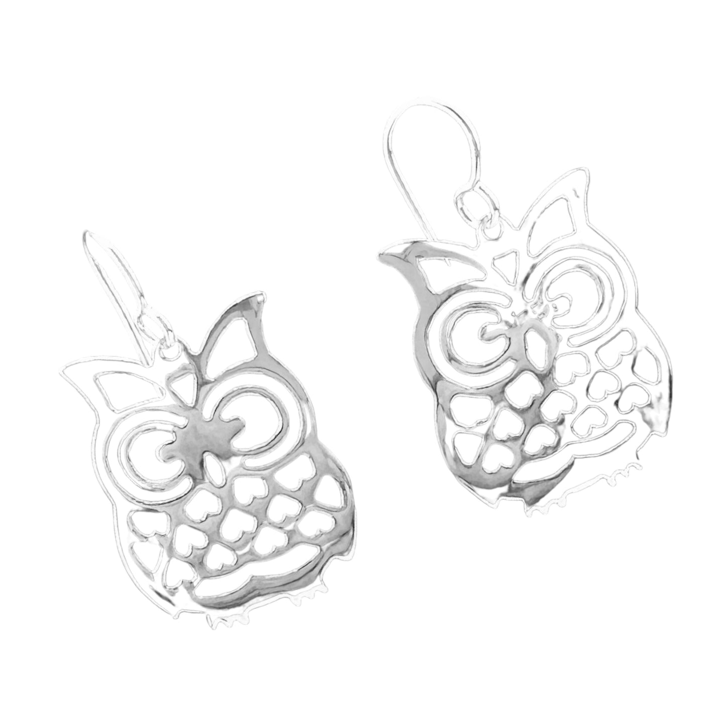 Sterling Silver .925 HOOK Earrings 23mmx23mm Boo Owl
