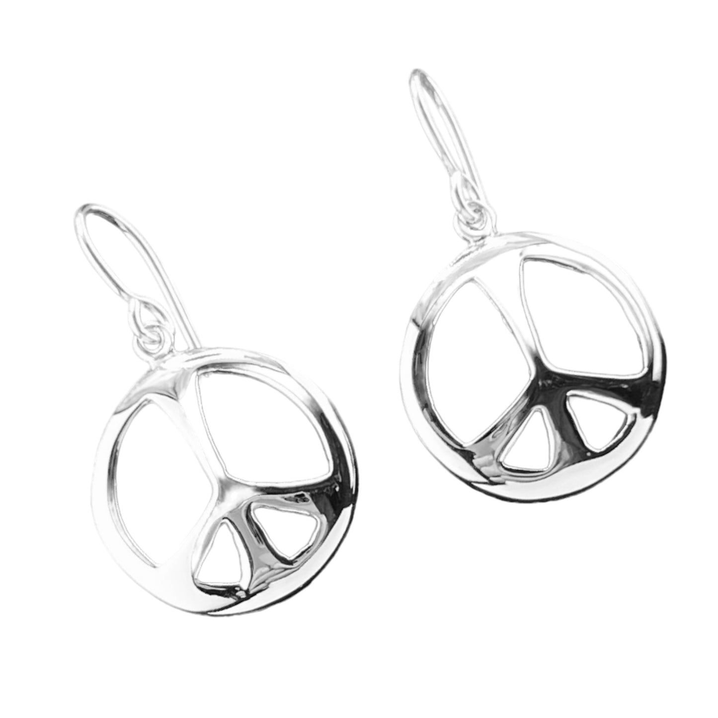 Sterling Silver .925 HOOK Earrings 19mm Peace