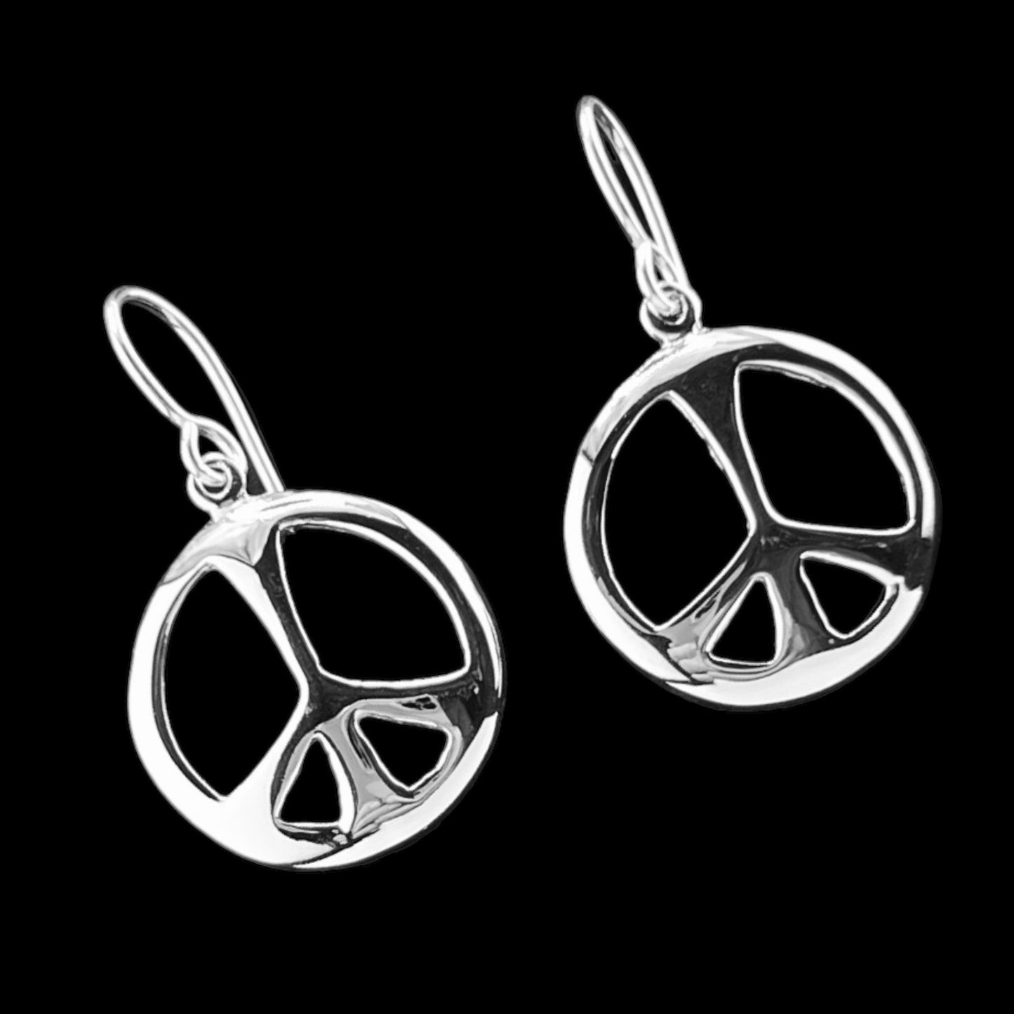 Sterling Silver .925 HOOK Earrings 19mm Peace