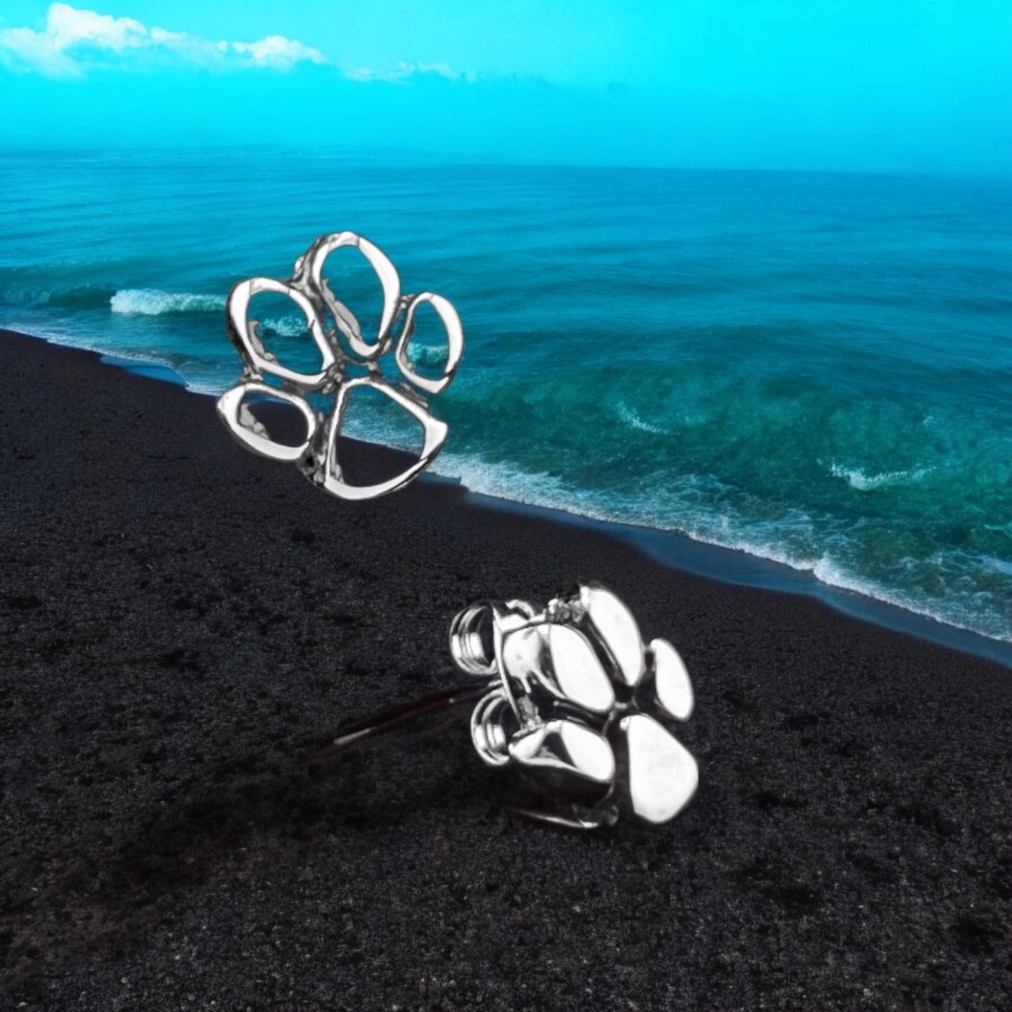 Sterling Silver .925 POST Earrings 9mmx9mm Dog Paw Clemson