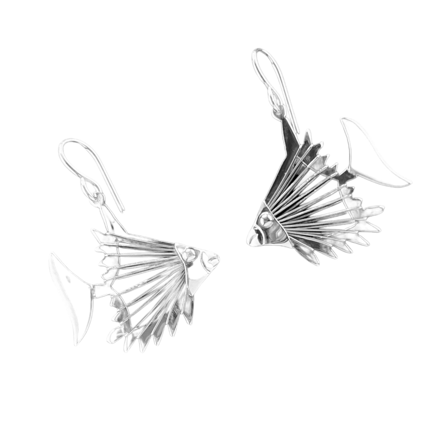 Sterling Silver .925 HOOK Earrings 28mmx30mm Fishbones