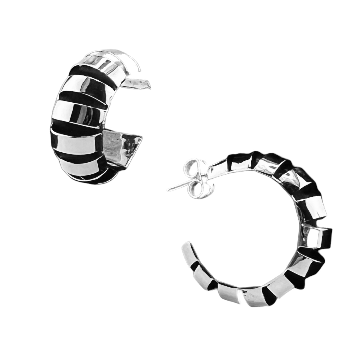 Sterling Silver .925 HOOP POST Earrings 22mmx7mm