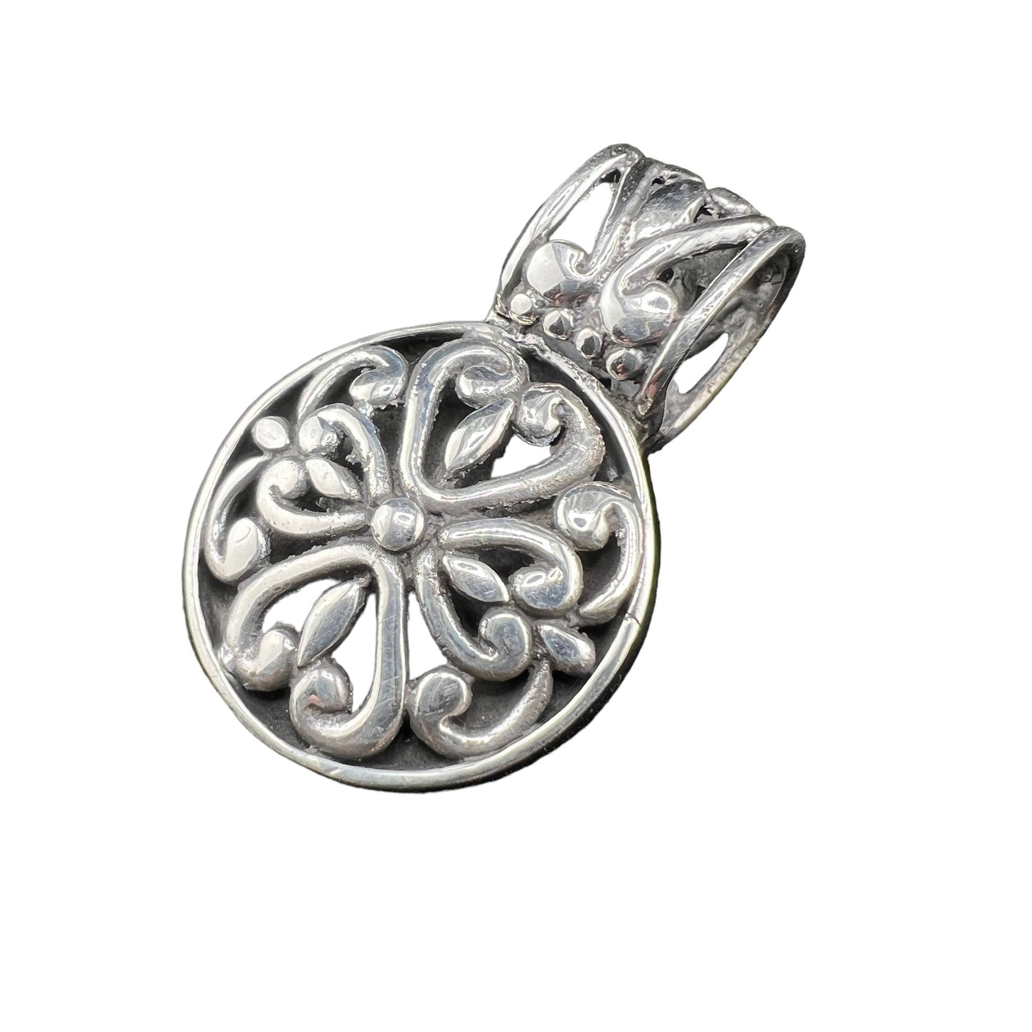 .925 Silver Pendant Round Medallion 23mm x 30mm