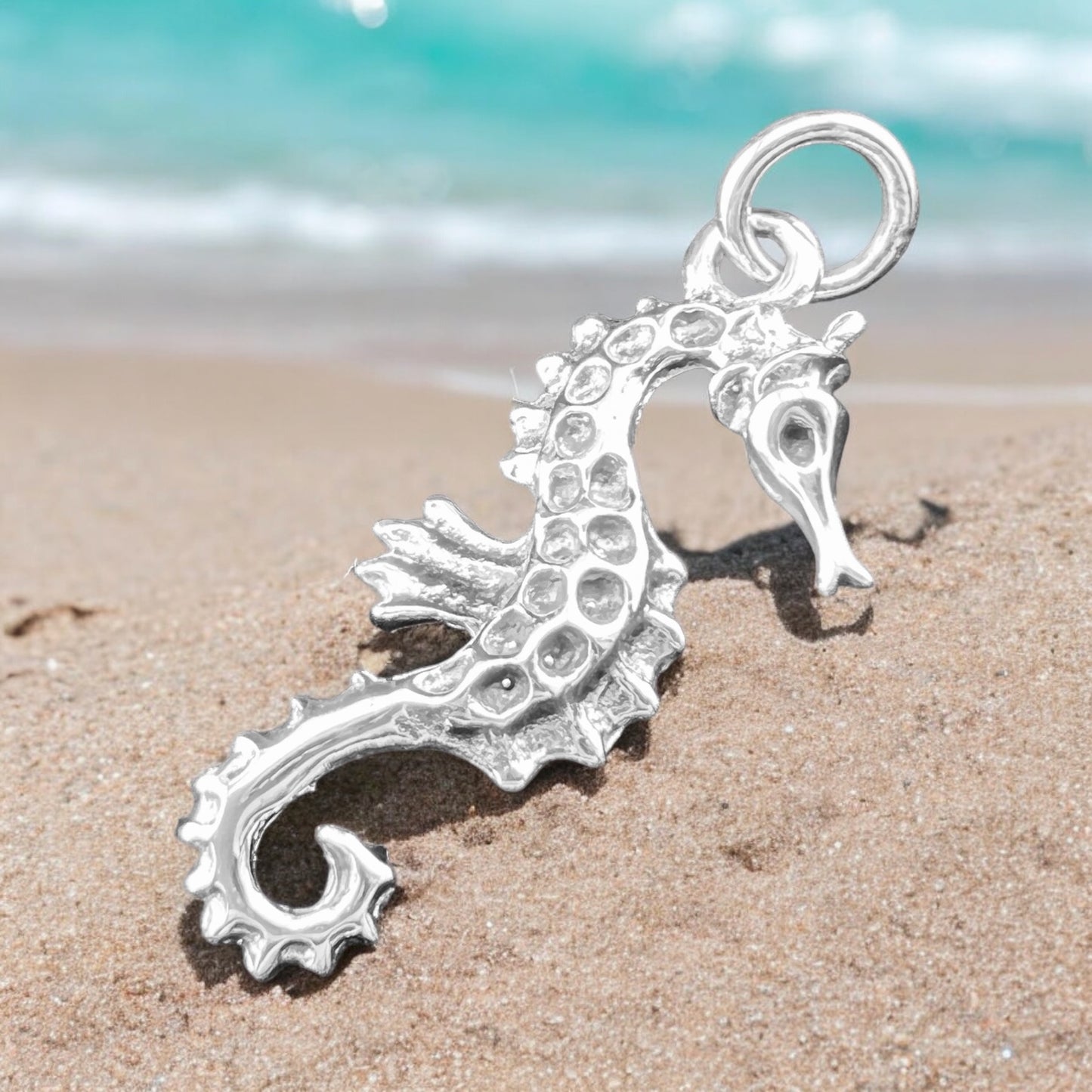 .925 Silver Pendant Seahorse 20mm x 45mm