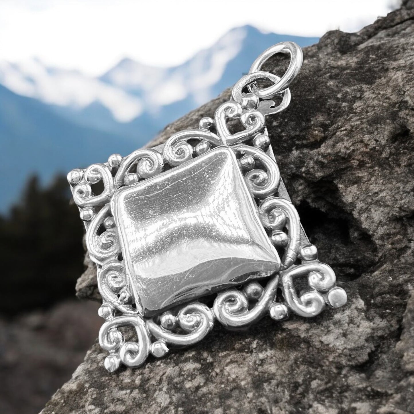 .925 Silver Pendant Lockett 30mm x 35mm