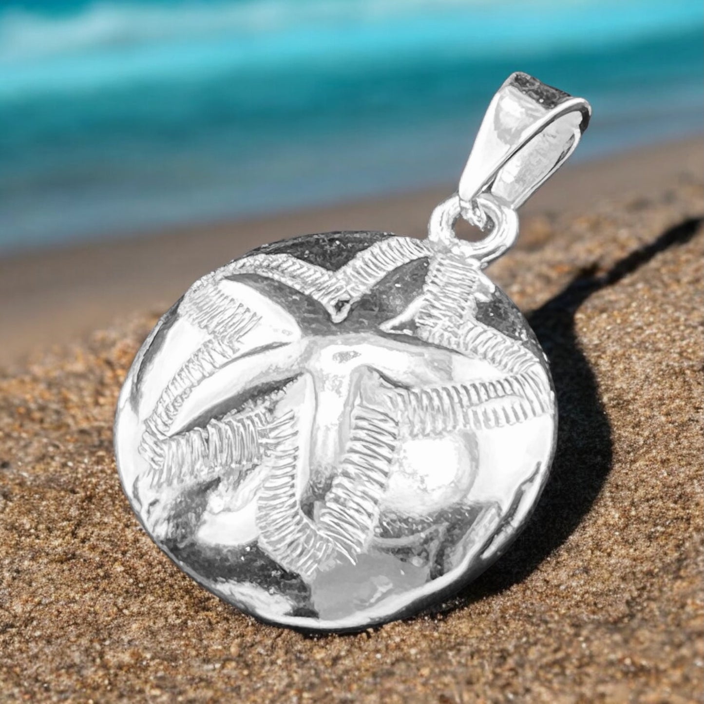.925 Silver Pendant Sand Dollar 20mm x 25mm