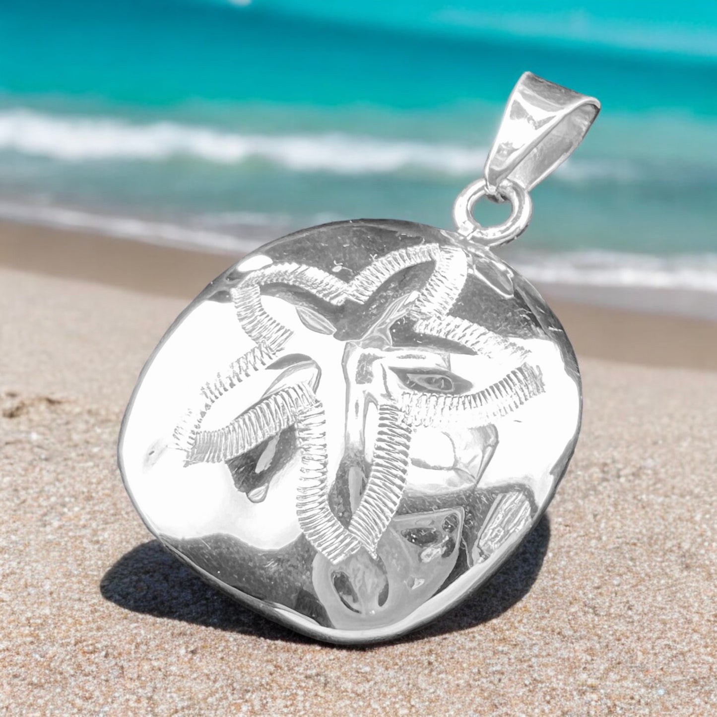 .925 Silver Pendant Sand Dollar 30mm x 40mm