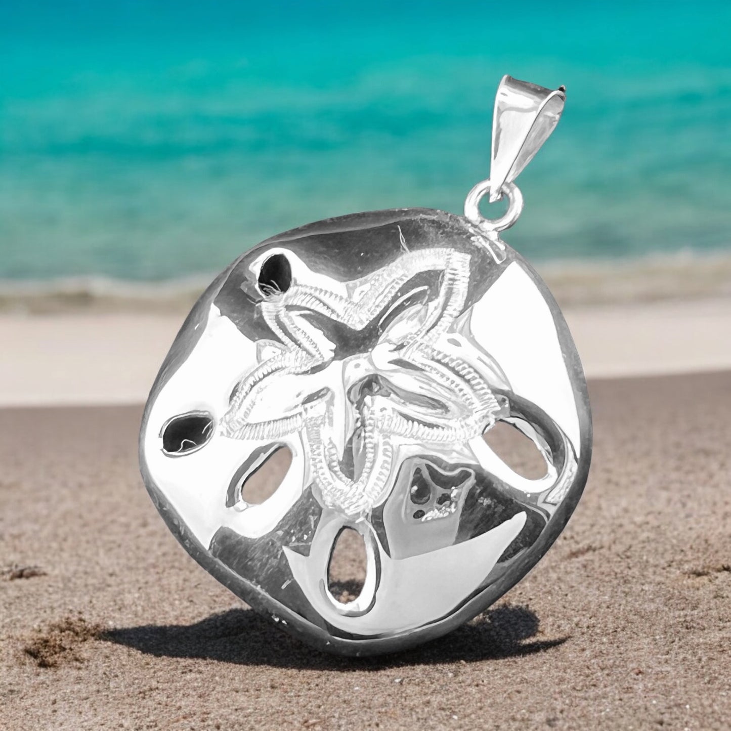 .925 Silver Pendant Sand Dollar 45mm x 50mm