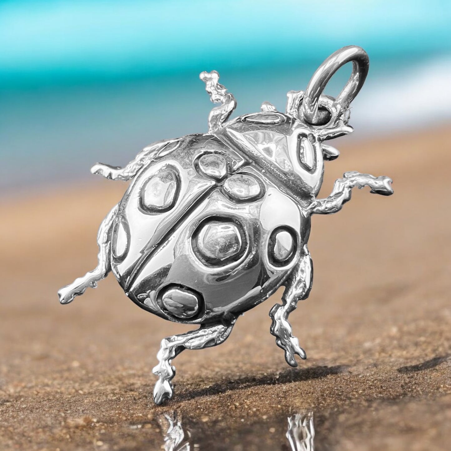 .925 Silver Pendant Lady Bug 30mm x 35mm