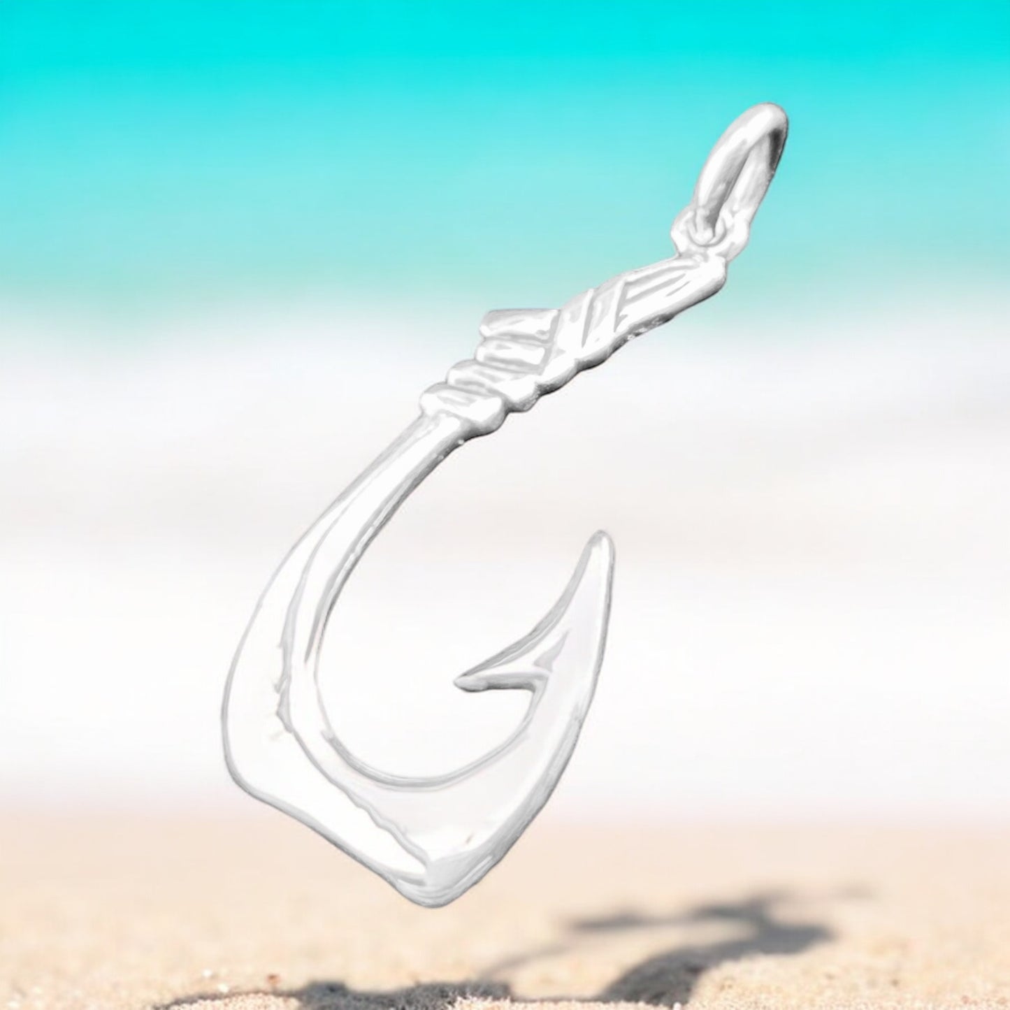 .925 Silver Pendant Fishing Hook 15mm x 33mm