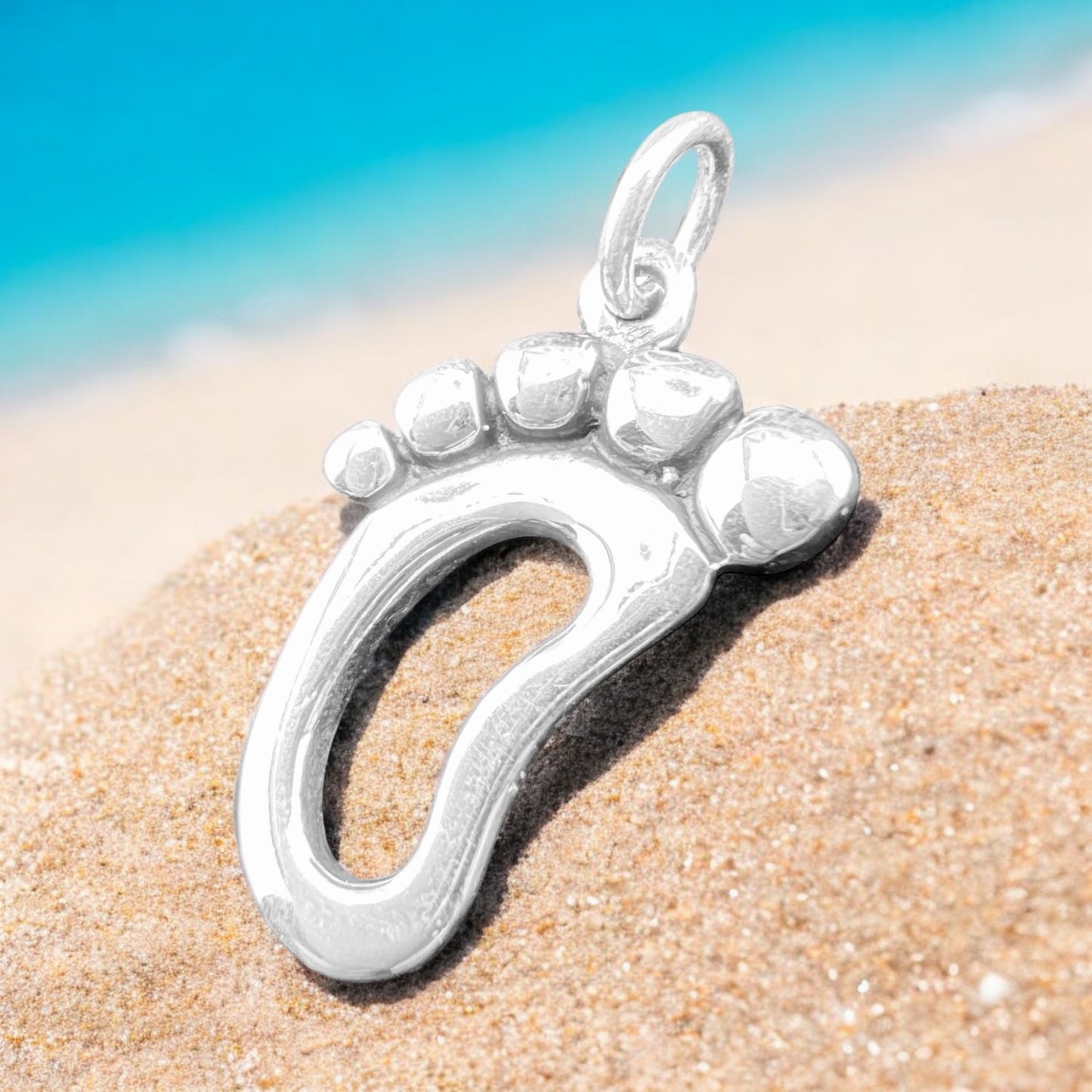 .925 Silver Pendant Barefoot 15mm x 23mm