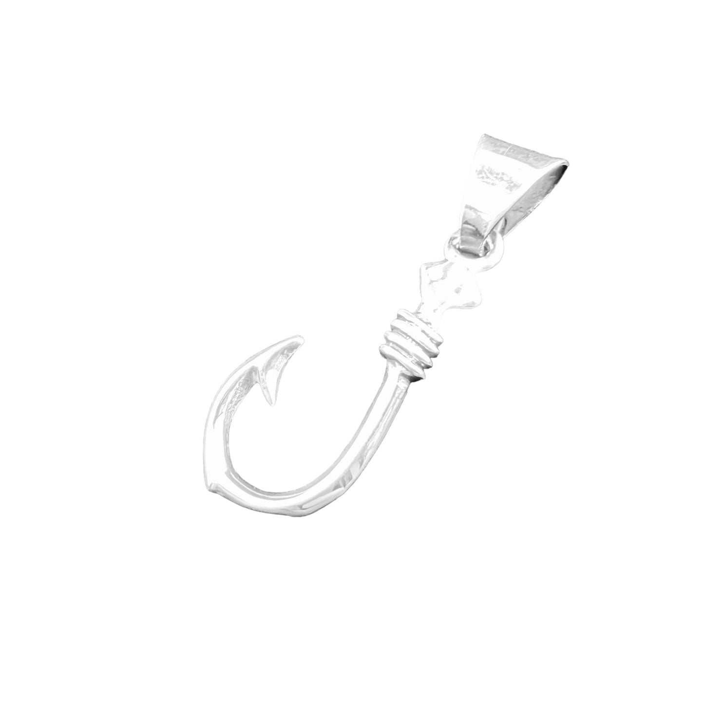 .925 Silver Pendant FISHING HOOK 10mm x 30mm