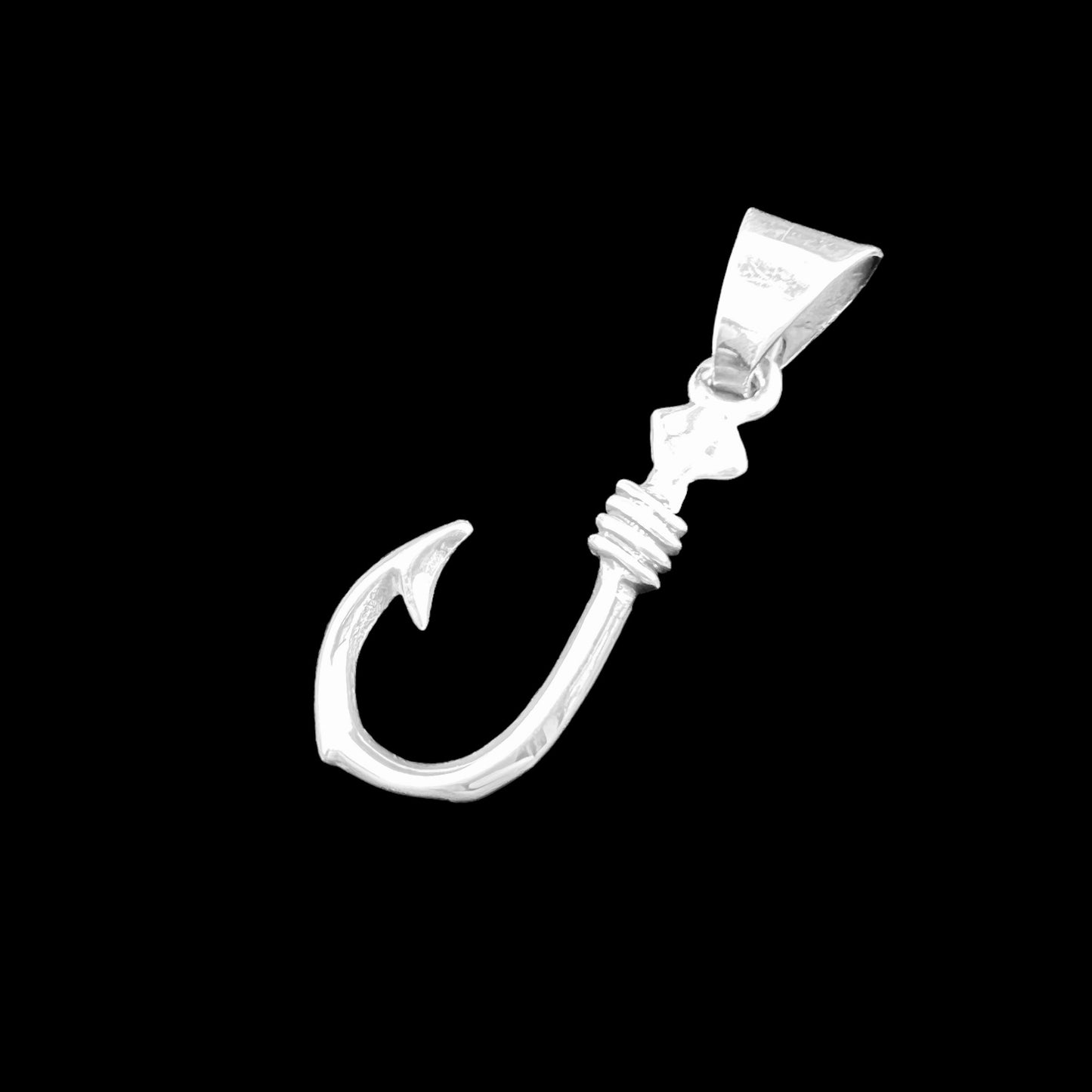 .925 Silver Pendant FISHING HOOK 10mm x 30mm