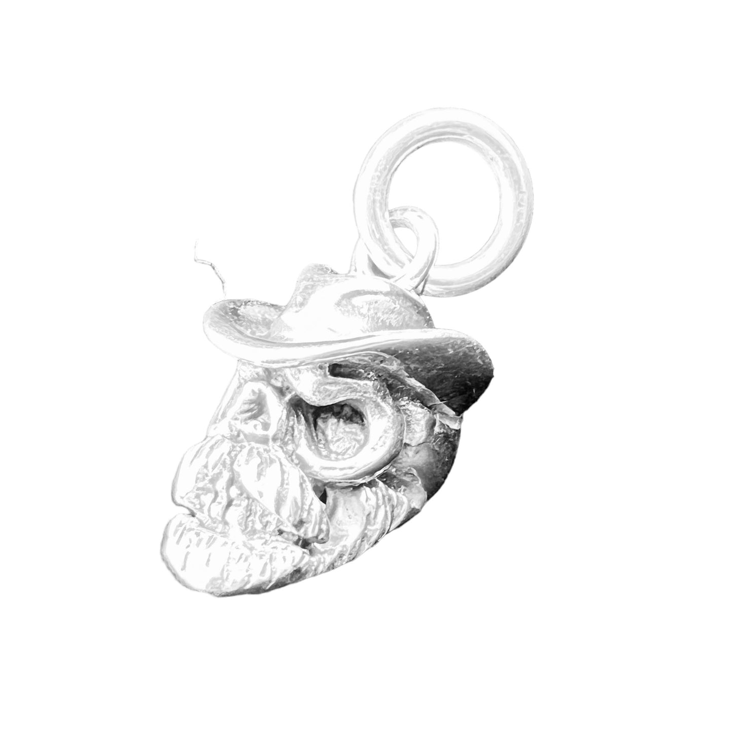 .925 Silver Pendant Calavera Skull Top Hat 10mmx15mm