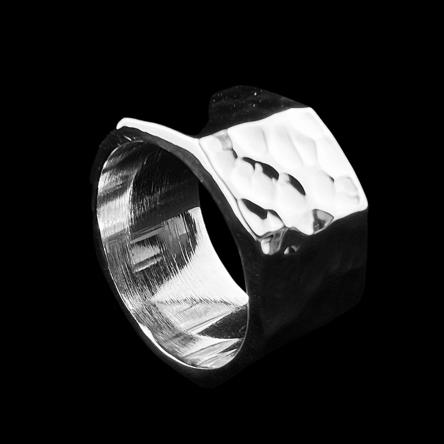 Silver Ring Hammered Finish with six sides