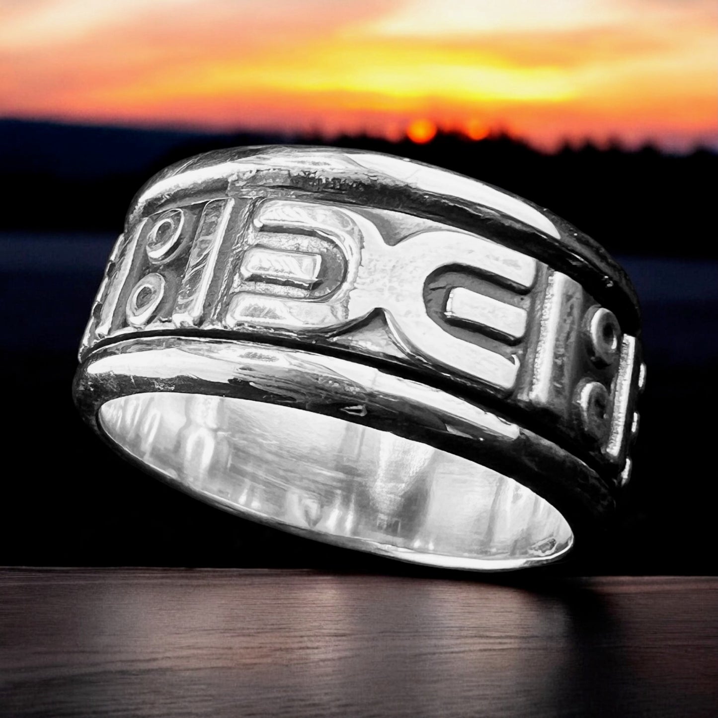 Silver Ring with Symbols