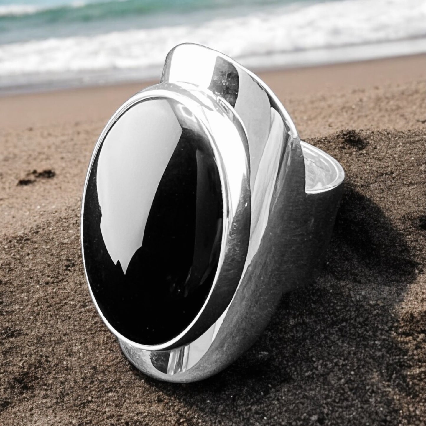 925 Silver Ring oval with Onyx
