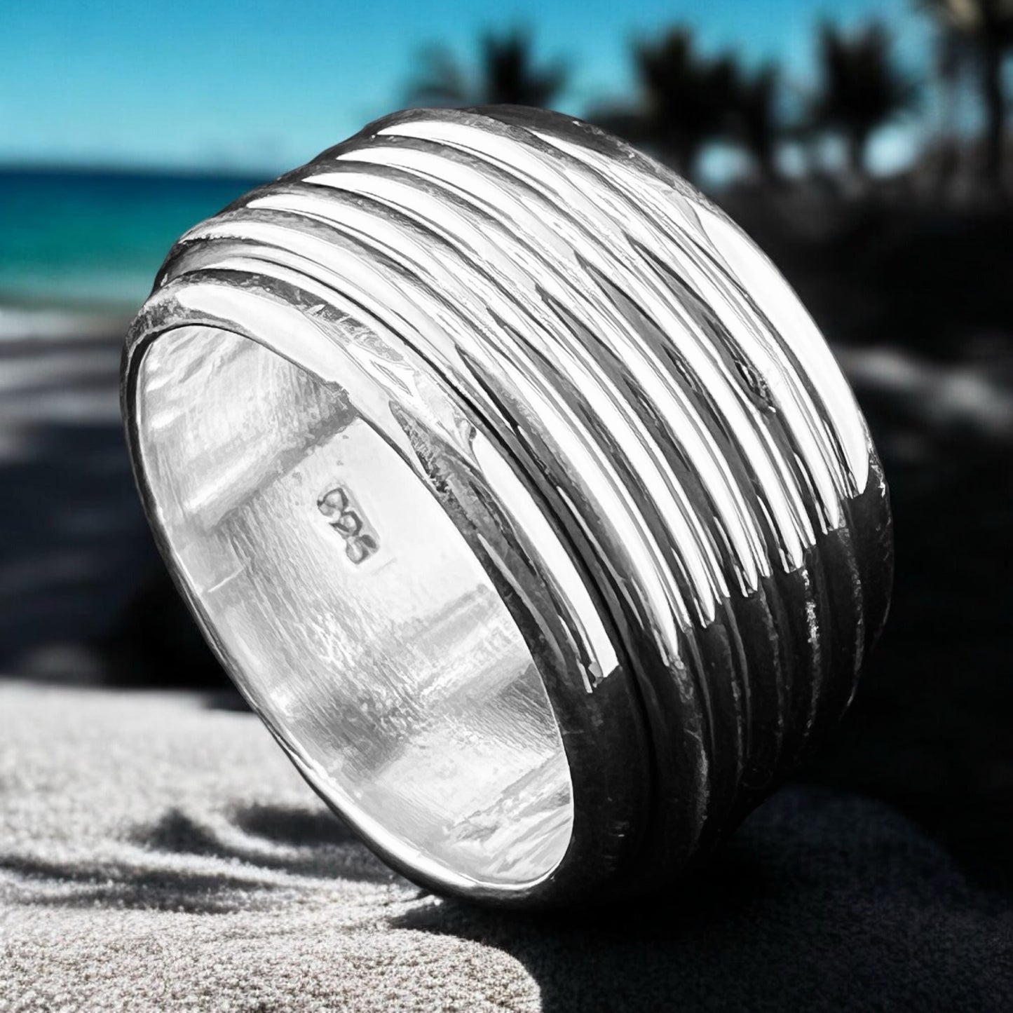 925 Silver Ring 10mm spinner