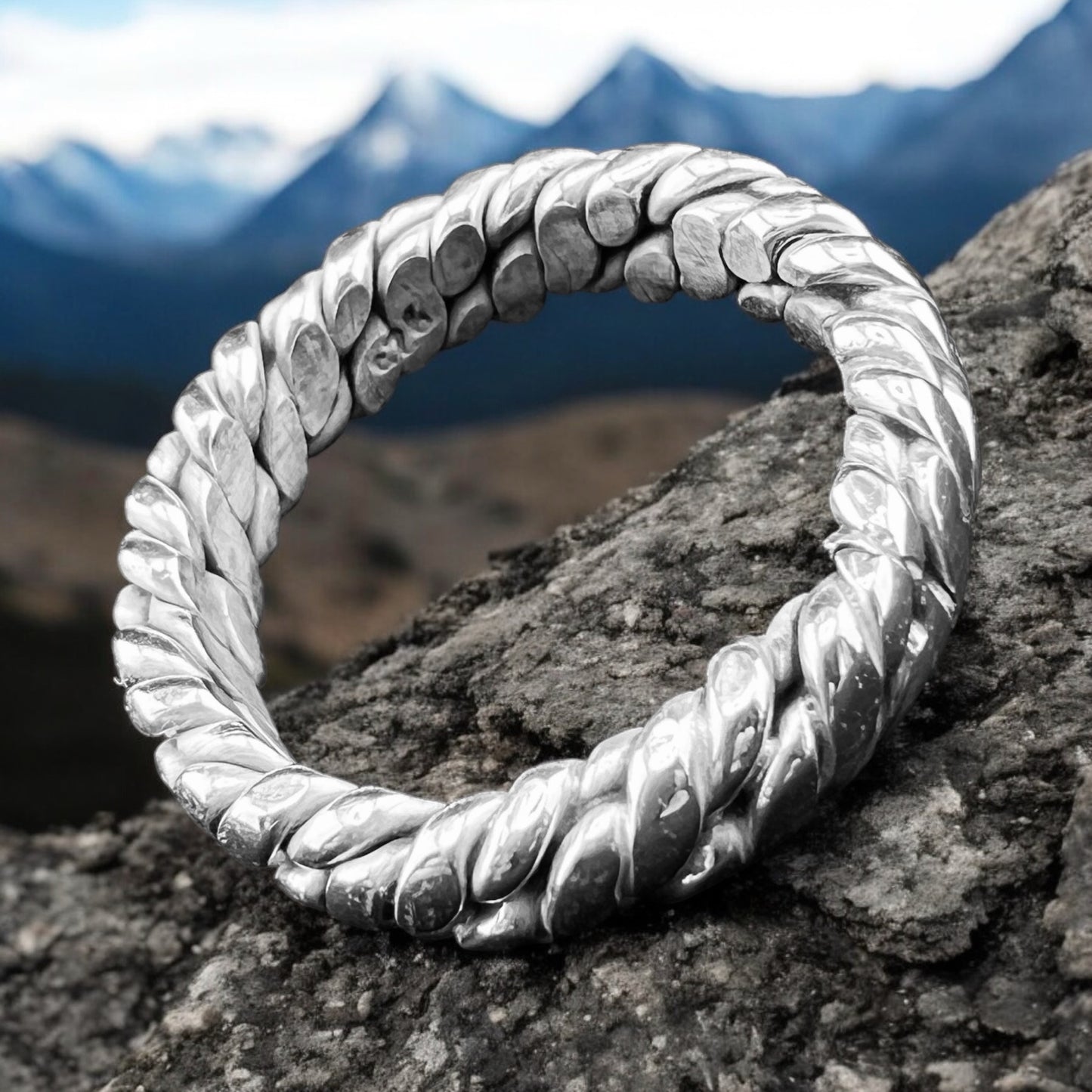 925 Silver Ring 5mm width Braided Solid