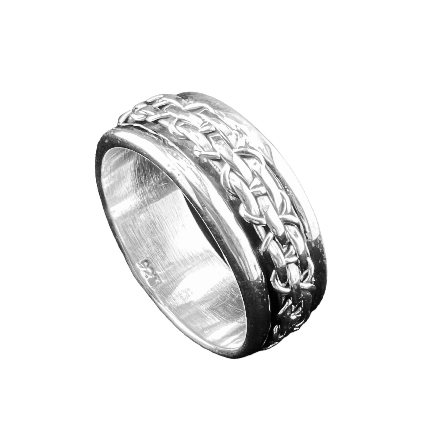 925 Silver Ring 7mm chain design.