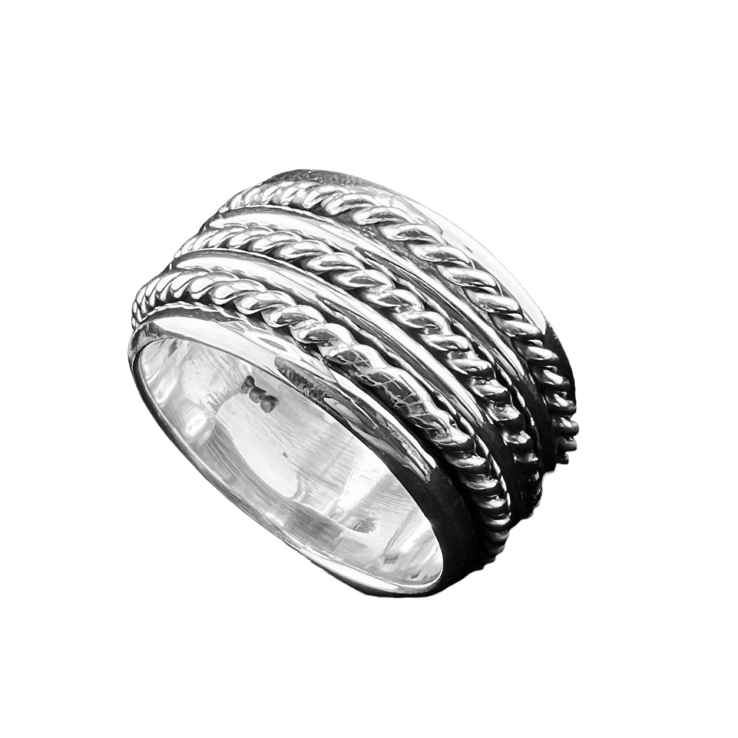 925 Silver Ring 10mm w 3 braids