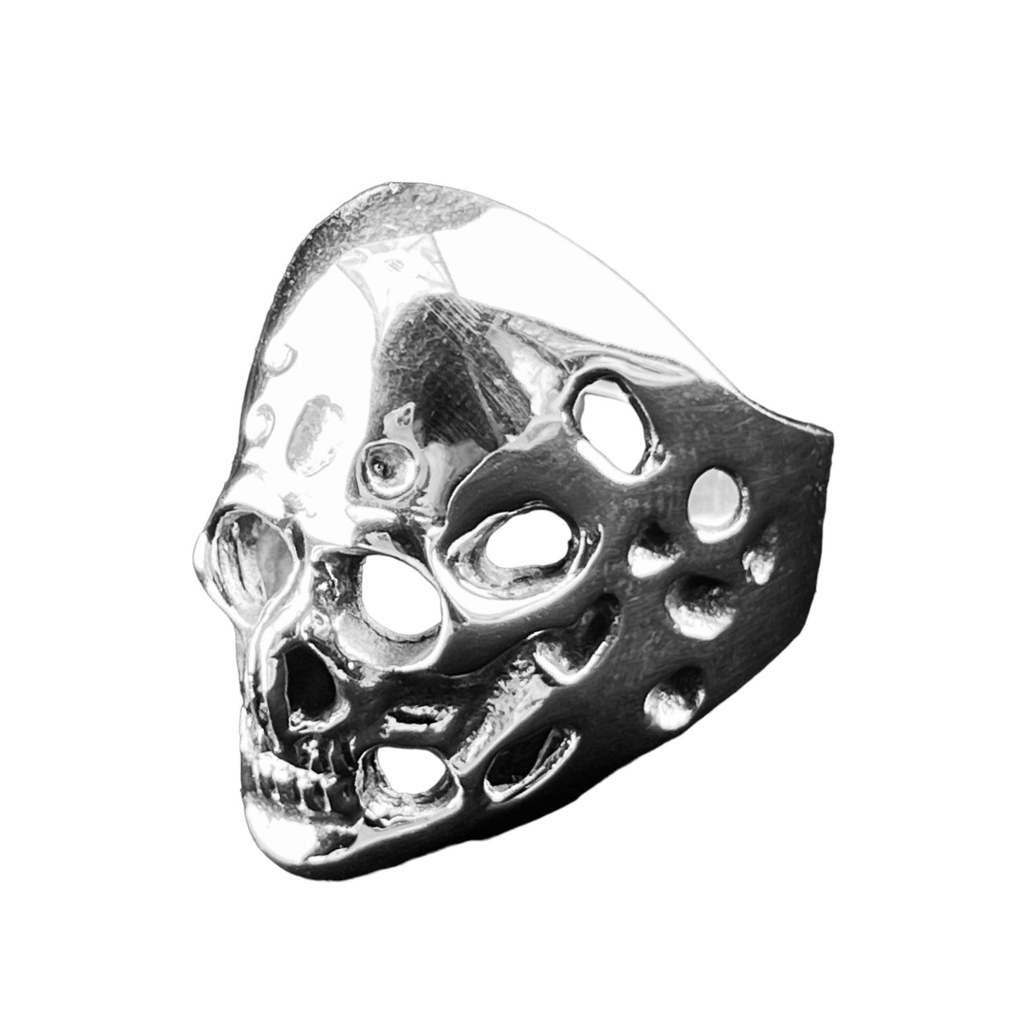 925 Silver Ring 20mm wide Skull with perforations