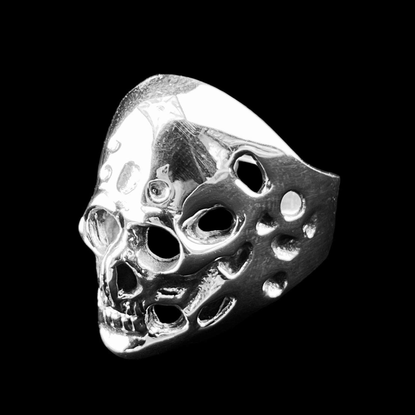 925 Silver Ring 20mm wide Skull with perforations